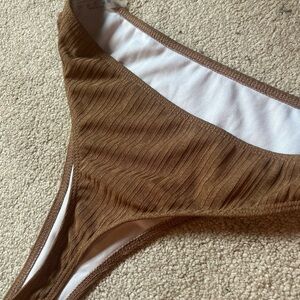 Brown Ribbed Bikini Bottom